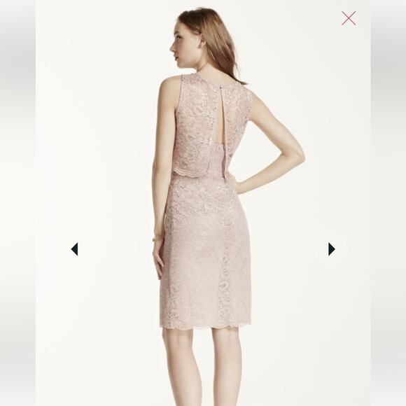 NWT David's Bridal Short Popover Lace Petal Pink Bridesmaid Dress Sz 4 - Picture 11 of 16